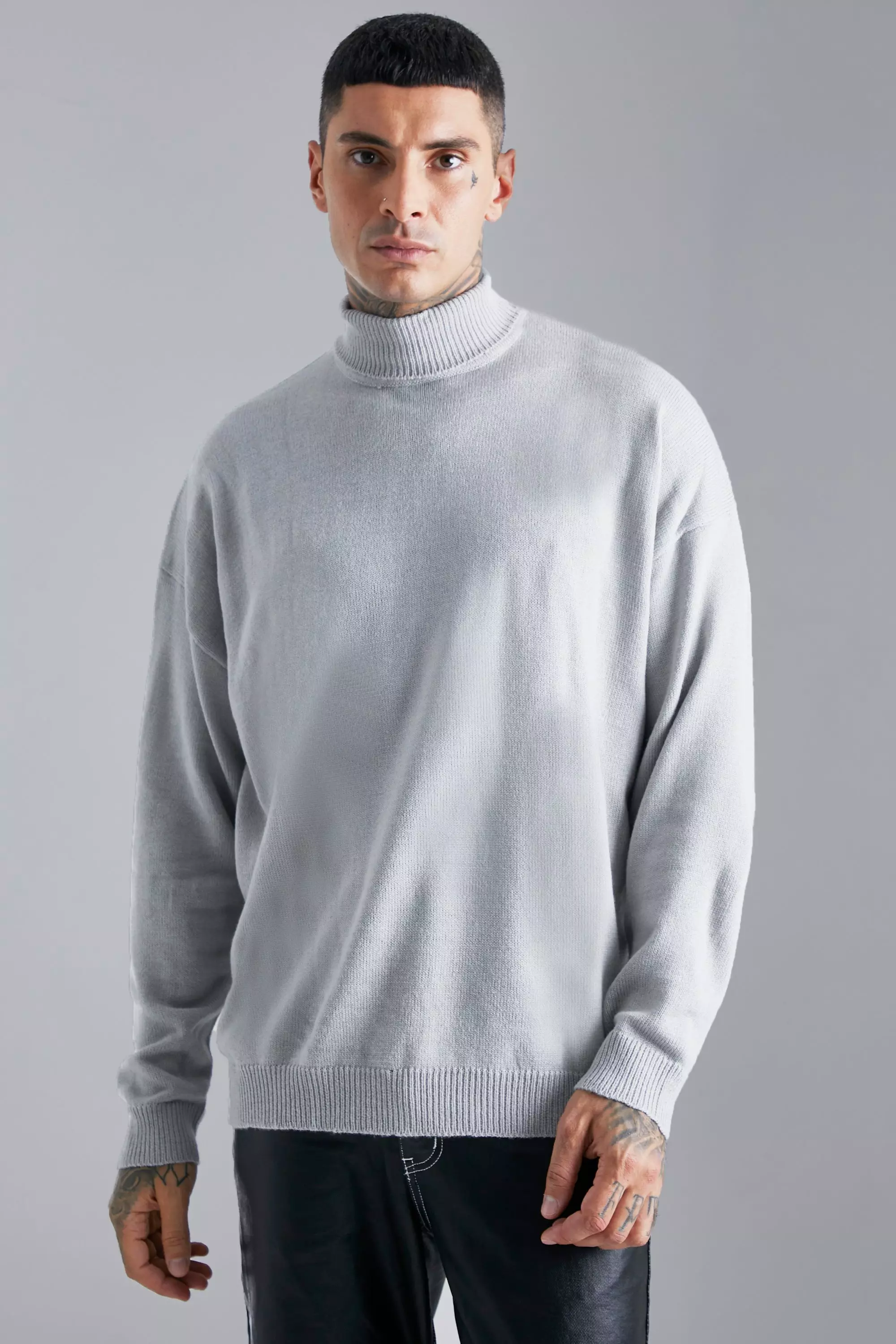 Oversized Roll Neck Chunky Jumper boohooMAN